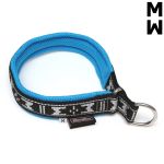 ManMat obroża półzacisk taśma srebrna / podszycie niebieskie