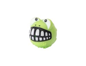 Rogz Grinz Frog piszcząca piłka dla psa M 6,4cm - limetkowa